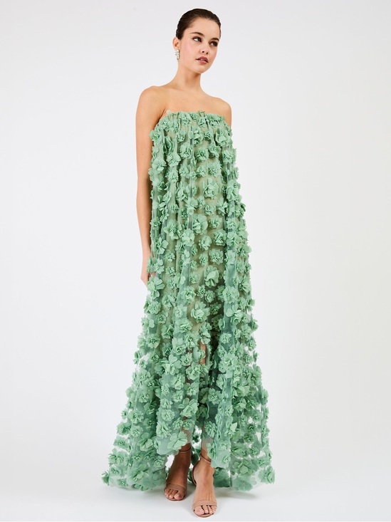 Helsi Dresses & Skirts - HELSI Athena Floral Appliqué Strapless Gown in Mint Green Size XS – Preloved